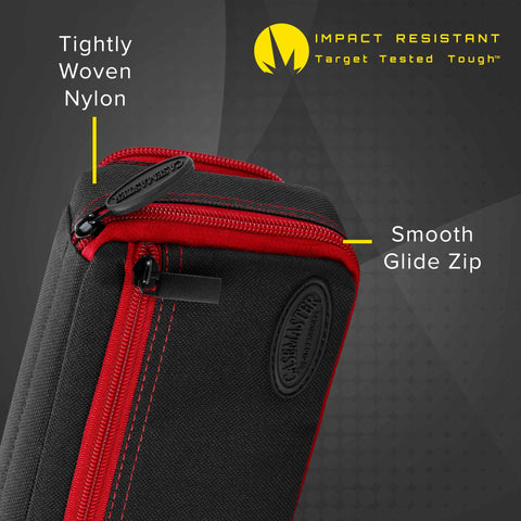 Image of Casemaster Plazma Plus Dart Case Black with Ruby Zipper and Phone Pocket