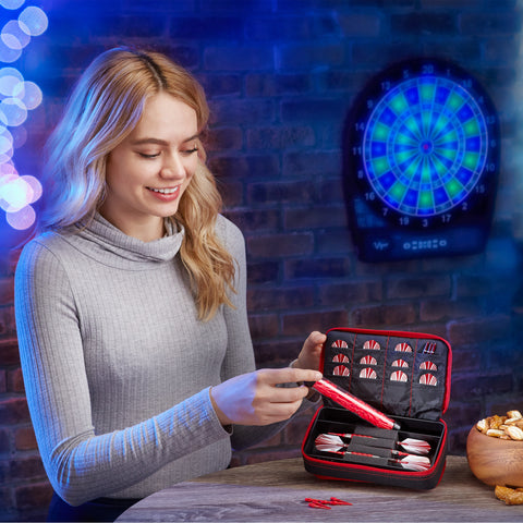 Image of Casemaster Plazma Plus Dart Case Black with Ruby Zipper and Phone Pocket