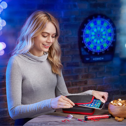 Image of Casemaster Plazma Plus Dart Case Black with Ruby Zipper and Phone Pocket