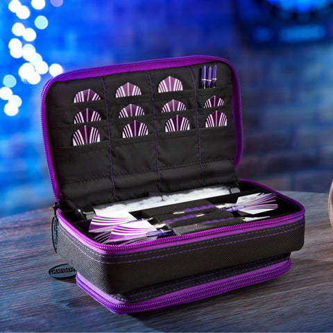 Image of Casemaster Plazma Plus Dart Case Black with Amethyst Zipper and Phone Pocket