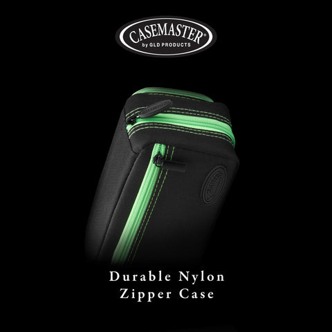 Image of Casemaster Plazma Pro Dart Case Black with Green Zipper and Phone Pocket