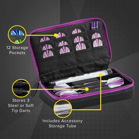 Image of Casemaster Plazma Dart Case Black with Amethyst Zipper