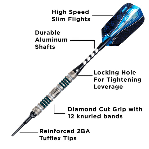 Image of Viper Astro 80% Tungsten Soft Tip Darts Green Rings 18 Grams
