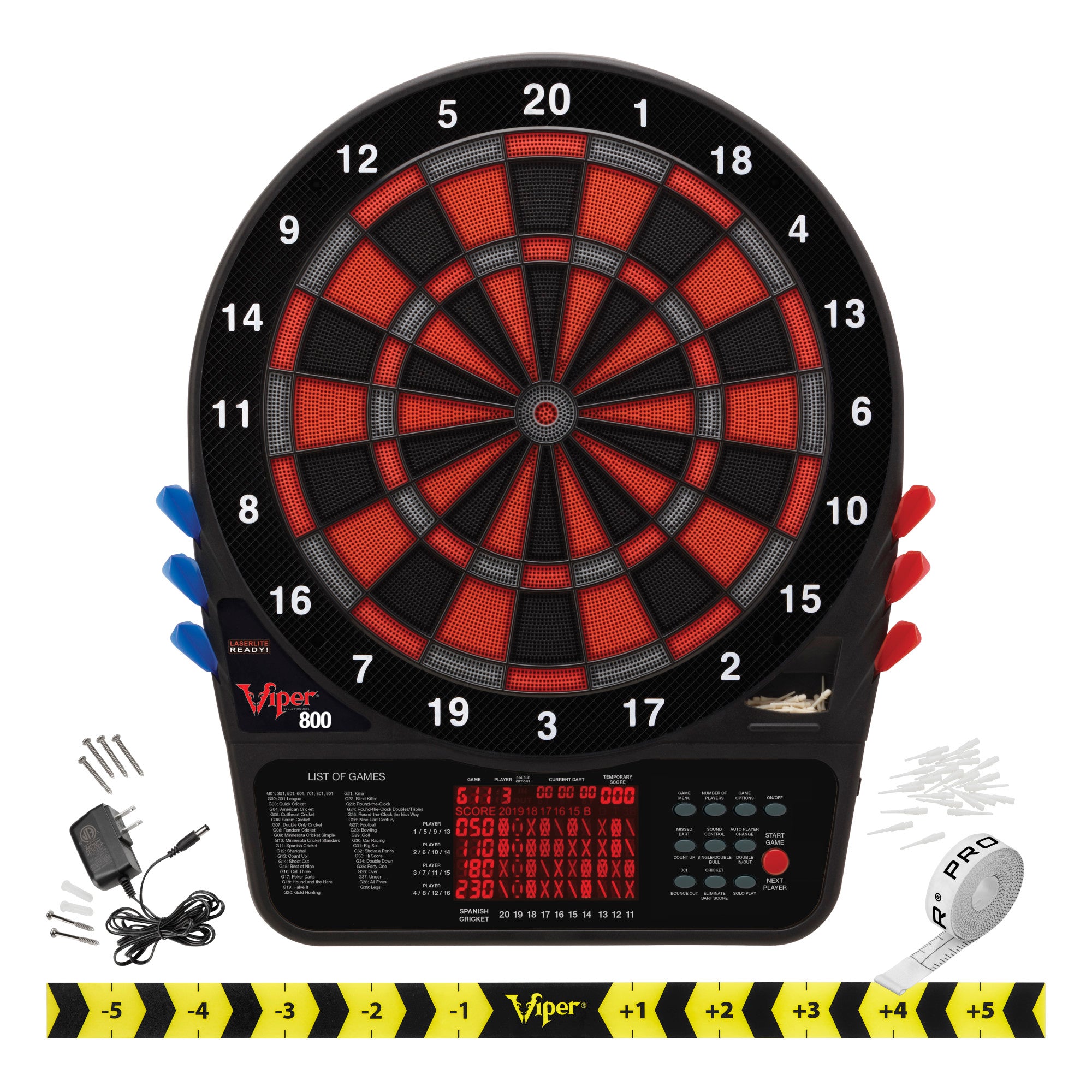 Viper Metropolitan Cinnamon Soft Tip Dartboard Cabinet, 800 Electronic Dartboard, and Dart Laser Line