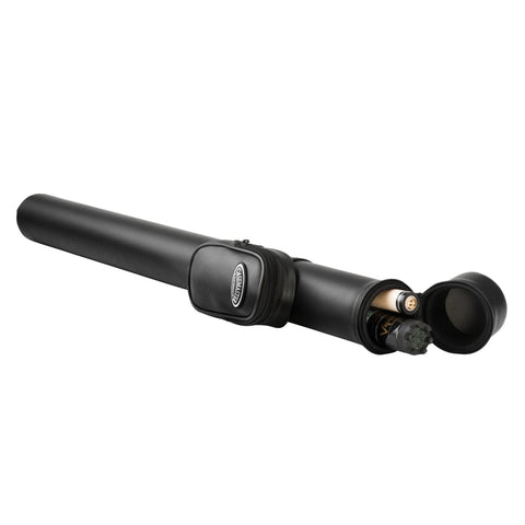Image of Viper Sinister Series Cue with White Stripe Design and Casemaster Q-Vault Supreme Black Cue Case