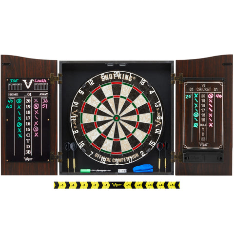 Image of Viper Vault Deluxe Dartboard Cabinet with Shot King Sisal Dartboard and Illumiscore Scoreboard