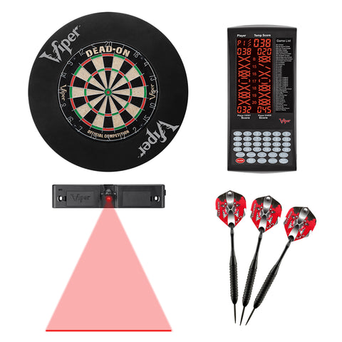 Image of Viper Dead-On Bristle Dartboard, ProScore, Black Mariah Steel Tip Darts 22 Grams, Dart Laser Line, and Wall Defender