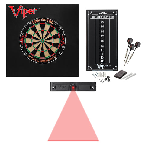 Image of Viper League Pro Sisal Dartboard Starter Kit, Dart Laser Line, and Wall Defender II