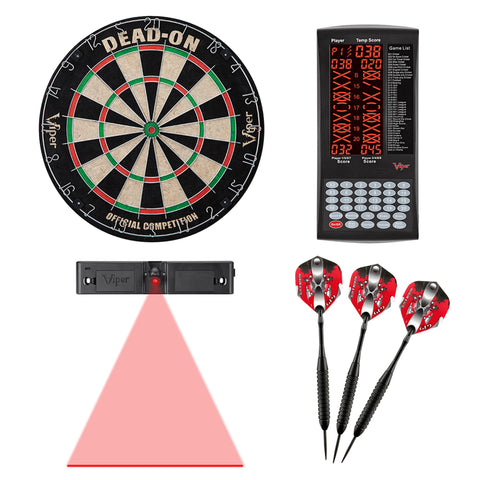 Image of Viper Dead-On Bristle Dartboard, ProScore, Black Mariah Steel Tip Darts, and Laser Line