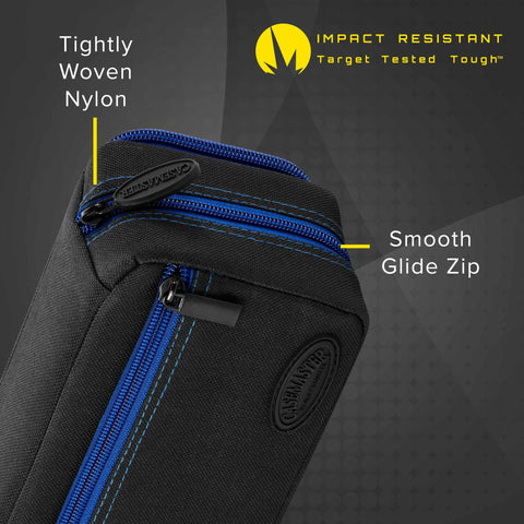 Image of Casemaster Plazma Pro Dart Case Black with Sapphire Zipper and Phone Pocket