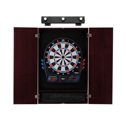 Image of Viper 777 Electronic Dartboard, Metropolitan Mahogany Cabinet & Shadow Buster Dartboard Lights