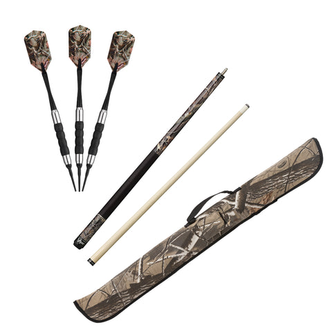 Image of Fat Cat Realtree Xtra Soft Tip Darts 16gm, Viper Realtree Hardwoods HD Junior Cue, and Viper Realtree Hardwoods HD Soft Cue Case