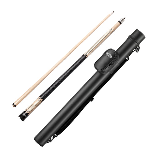Image of Viper Sinister Series Cue with White Stripe Design and Casemaster Q-Vault Supreme Black Cue Case