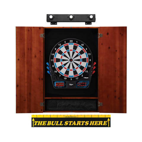 Image of Viper 777 Electronic Dartboard, Metropolitan Cinnamon Cabinet, Throw Line Marker & Shadow Buster Dartboard Light Bundle