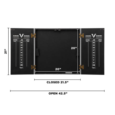 Image of Viper Hideaway Cabinet with Coiled Paper Dartboard & "The Bull Starts Here" Throw Line Marker