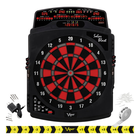 Image of Viper Solar Blast Electronic Dartboard, Metropolitan Mahogany Cabinet & Shadow Buster Dartboard Lights