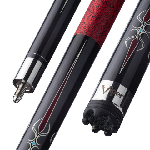 Image of Viper Sinister Series Cue with Red and Black Wrap