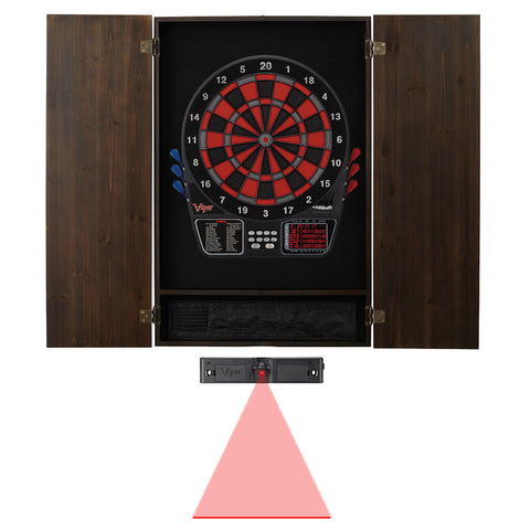 Image of Viper Metropolitan Espresso Soft Tip Dartboard Cabinet, 797 Electronic Dartboard, and Dart Laser Line