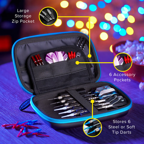Image of Casemaster Sentinel Dart Case with Blue Zipper