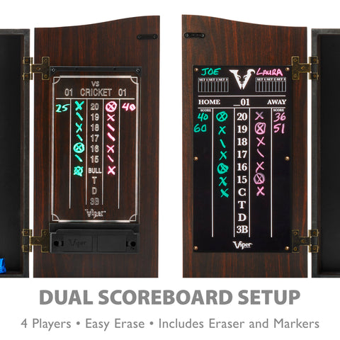 Image of Viper Vault Deluxe Dartboard Cabinet with Shot King Sisal Dartboard and Illumiscore Scoreboard