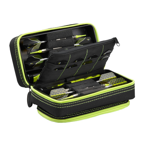 Image of Casemaster Plazma Pro Dart Case Black with Yellow Zipper and Phone Pocket