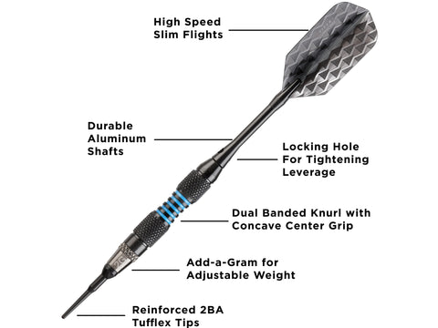 Image of Viper Bobcat Adjustable Soft Tip Darts Blue Rings 16-18 Grams - HomeFitPlay