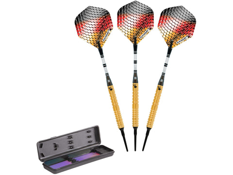 Image of Elkadart Titanium 90% Tungsten Soft Tip Darts Gold Titanium Coating Ringed Barrel 18 Grams - HomeFitPlay
