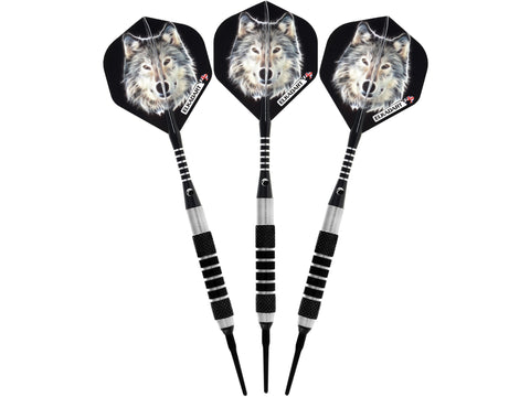 Image of Elkadart Lone Wolf Soft Tip Darts Silver With Black Knurling - HomeFitPlay