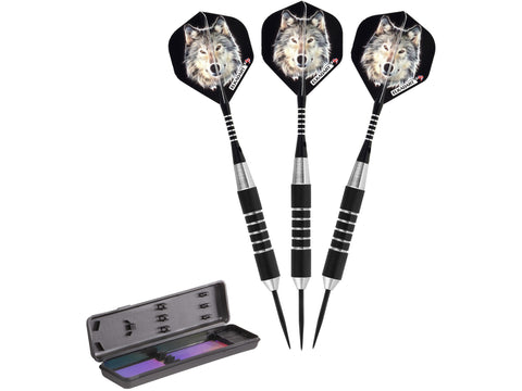 Image of Elkadart Lone Wolf Steel Tip Darts Silver With Black Knurling - HomeFitPlay