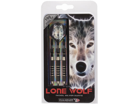 Image of Elkadart Lone Wolf Steel Tip Darts Silver With Black Knurling - HomeFitPlay