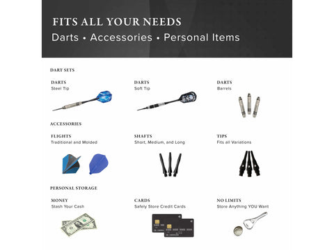 Image of Casemaster Plazma Dart Case Black with Red Zipper - HomeFitPlay