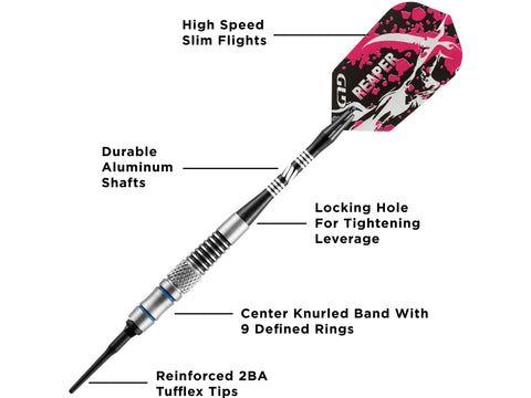 Image of Viper Grim Reaper 80% Tungsten Soft Tip Darts Blue Rings - HomeFitPlay