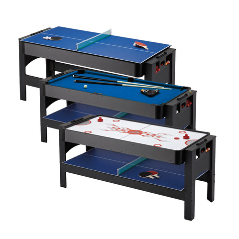 Image of Fat Cat 3-in-1 6' Flip Multi-Game Table Blue Top