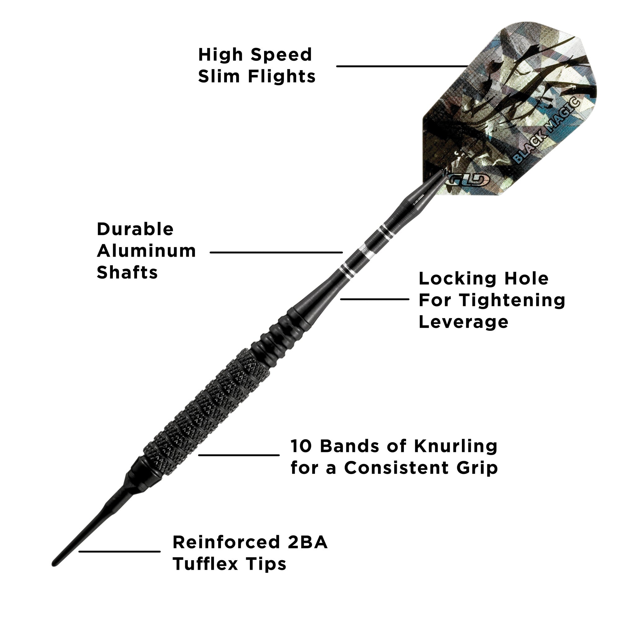 Viper Black Magic Soft Tip Darts 10 Knurled Rings 18 Grams