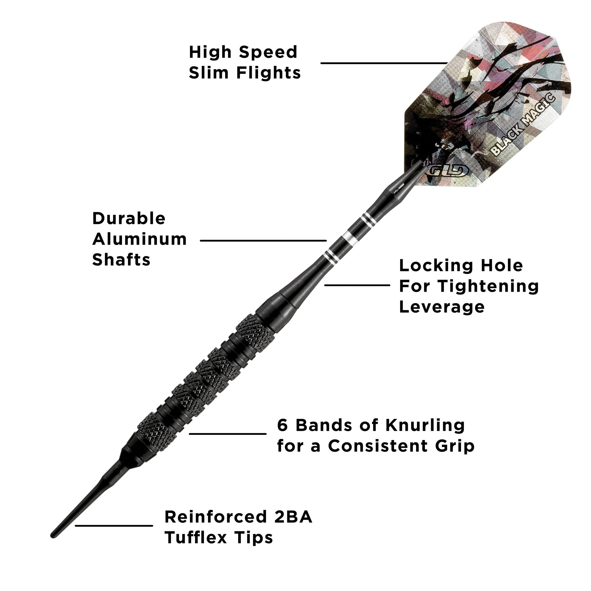 Viper Black Magic Soft Tip Darts 6 Knurled Rings 18 Grams