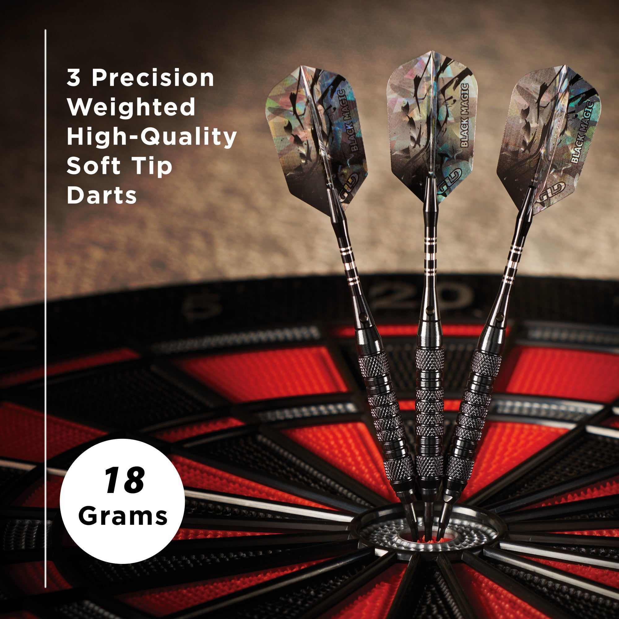 Viper Black Magic Soft Tip Darts 6 Knurled Rings 18 Grams