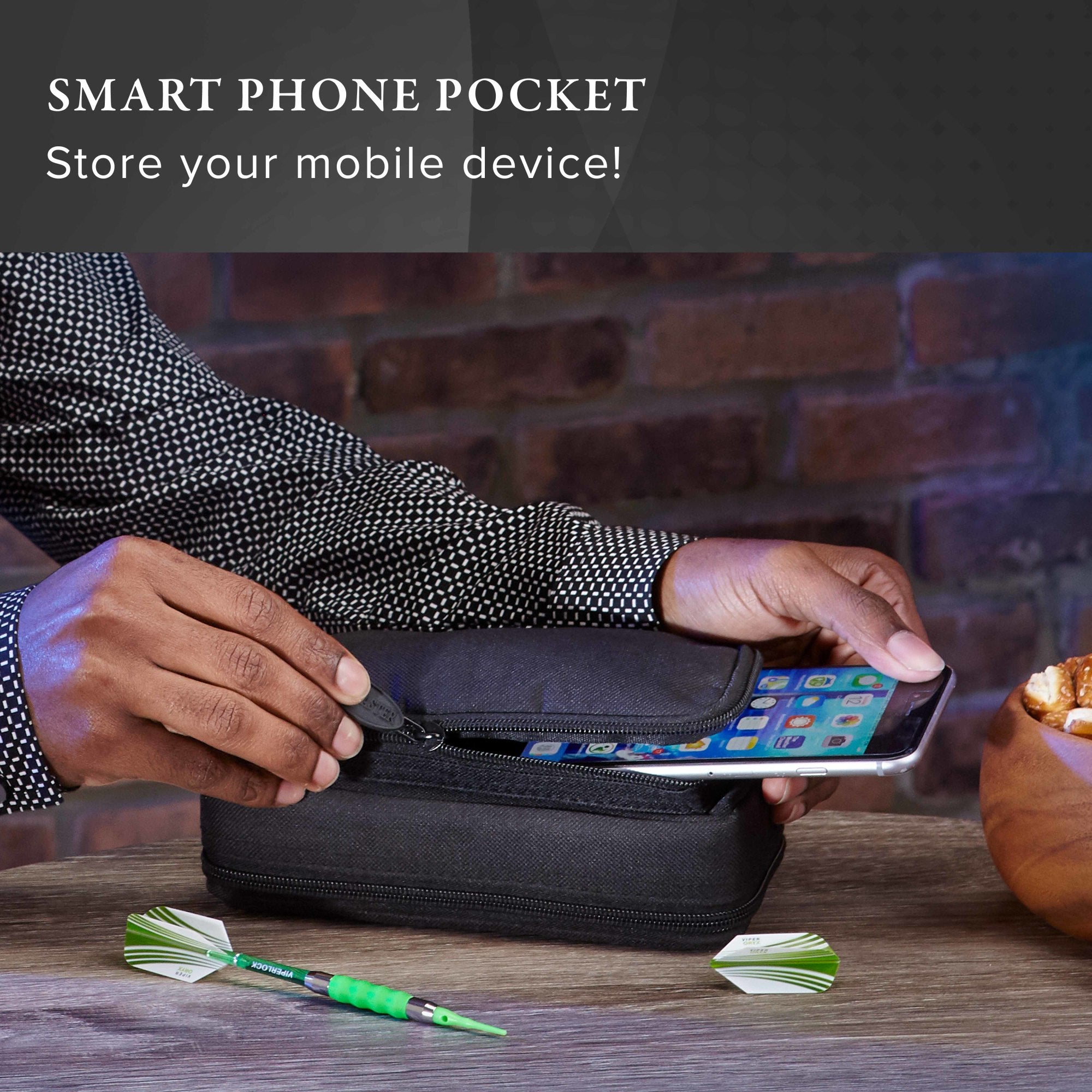 Casemaster Plazma Plus Dart Case with Black Zipper and Phone Pocket