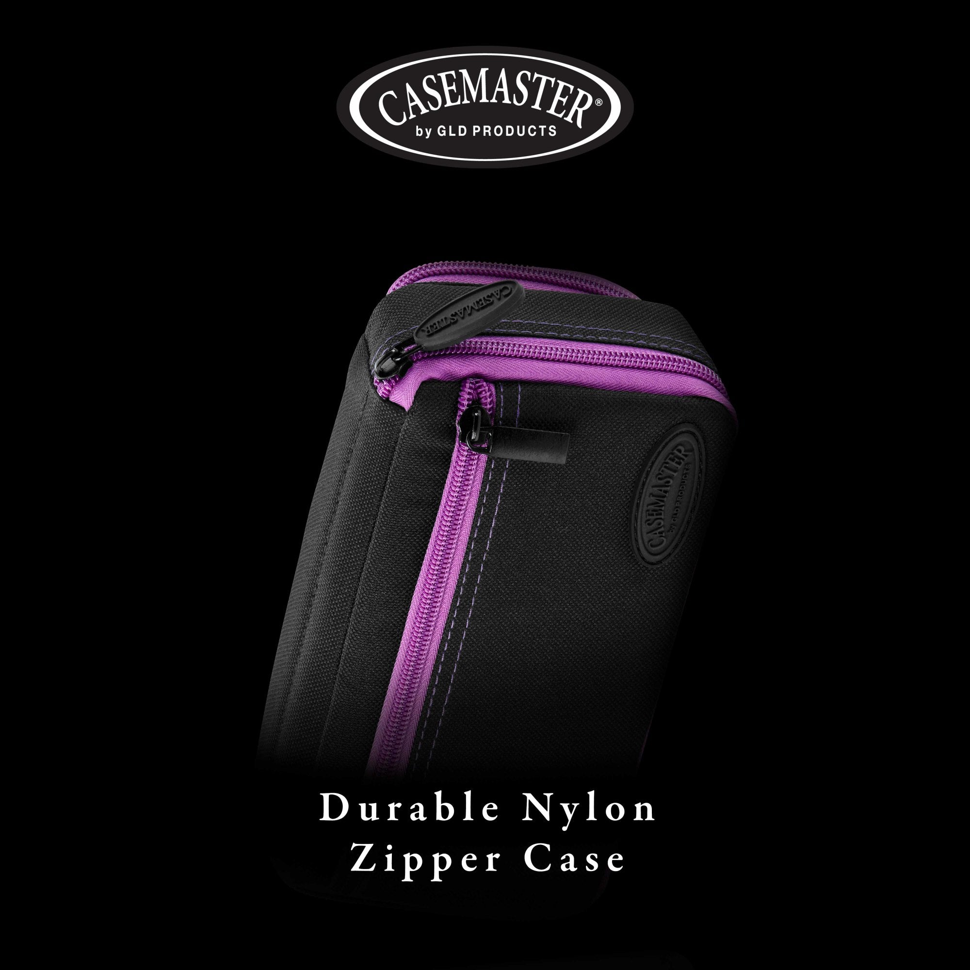 Casemaster Plazma Plus Dart Case Black with Amethyst Zipper and Phone Pocket
