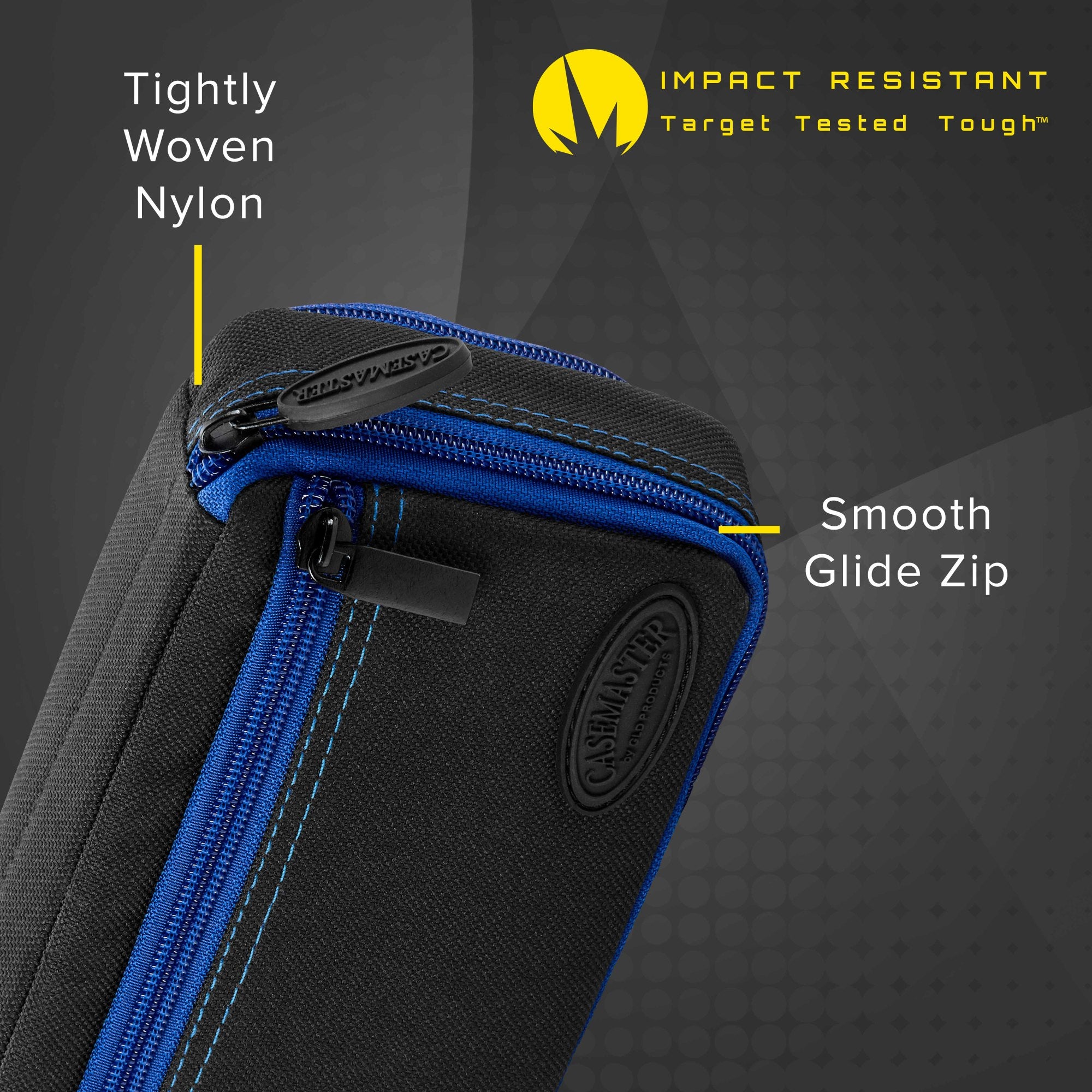 Casemaster Plazma Plus Dart Case Black with Sapphire Zipper and Phone Pocket