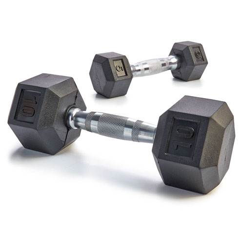 Rubber Encased Solid Hex Dumbbell 15lb | 20028377EA