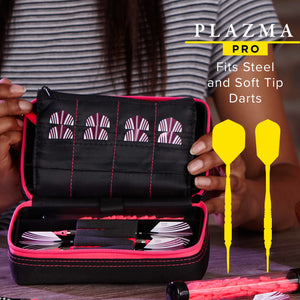 Casemaster Plazma Pro Dart Case Black with Pink Zipper and Phone Pocket