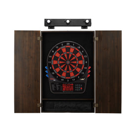 Viper 800 Electronic Dartboard, Metropolitan Espresso Cabinet & Shadow Buster Dartboard Light Bundle