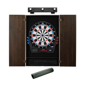 Viper Showdown Electronic Dartboard, Metropolitan Espresso Cabinet, Dart Mat & Shadow Buster Dartboard Light Bundle