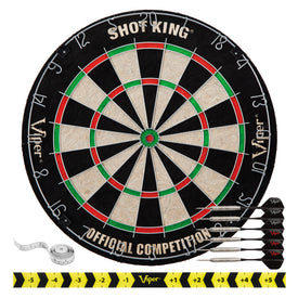 Viper Shot King Bristle Dartboard, Small Cricket Chalk Scoreboard, Dart Laser Line, and Wall Defender II 