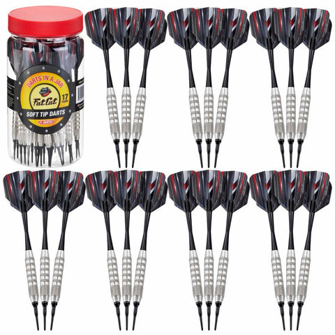 Image of Fat Cat 21 Darts in a Jar Soft Tip 17 Grams with Patriot Dart Flights