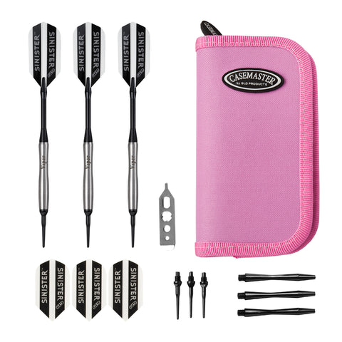 Image of Viper Sinister Tungsten Darts Soft Tip Darts Tapered Barrel 18 Grams and Casemaster Deluxe Pink Nylon Case