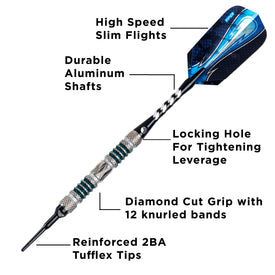Viper Astro 80% Tungsten Soft Tip Darts Green Rings 18 Grams 