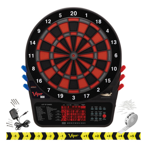 Image of Viper 800 Electronic Dartboard, Metropolitan Mahogany Cabinet, Laser Throw Line & Shadow Buster Dartboard Light Bundle