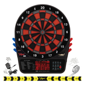 Viper 800 Electronic Dartboard, Metropolitan Espresso Cabinet, Dart Mat & Shadow Buster Dartboard Light Bundle