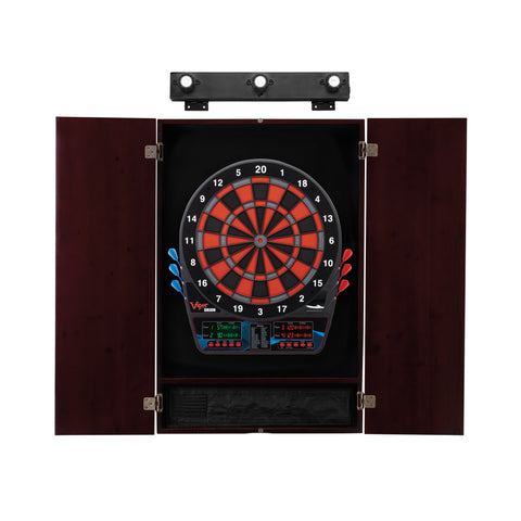 Image of Viper Orion Electronic Dartboard, Metropolitan Mahogany Cabinet & Shadow Buster Dartboard Light Bundle